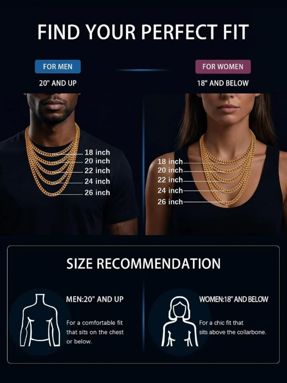 7MM Miami Cuban Link Chain Necklace for Men - 14K Gold/Silver